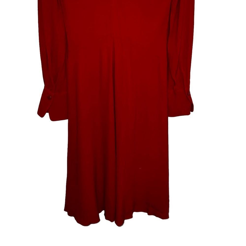 Equipment Femme Short Faun Red Twist Knot V Neck Midi Dress NWT Size 6 - Picture 11 of 15